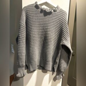 Ruffle-Neck Pullover Sweater
